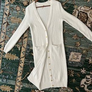 Anthropologie Pilcro Ivory Longline Cardigan Sweater